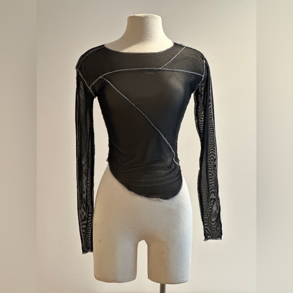 DOLLS KILL X DARKER WAVES MESH BLACK TOP - Picture 3 of 5